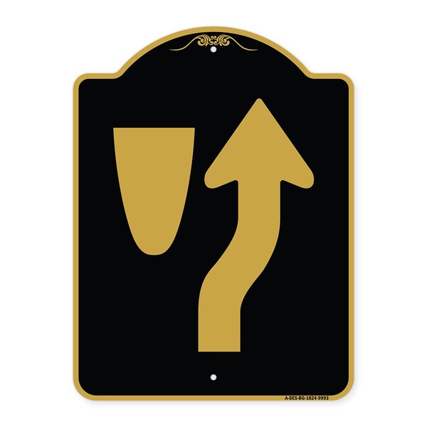 Designer Series-Beware Of Curb Graphic Black & Gold Heavy-Gauge Aluminum, 24" x 18", BG-1824-9993